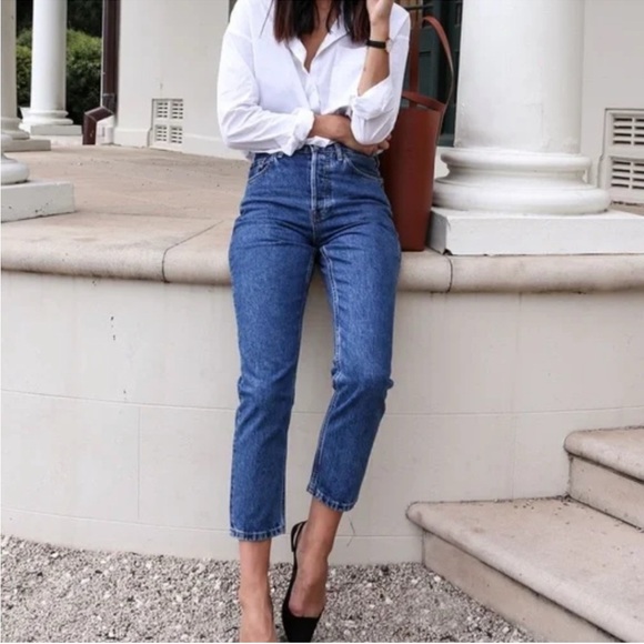 Everlane Curvy cheeky 90s hourglass jean 25 ankle med blue - Picture 1 of 4